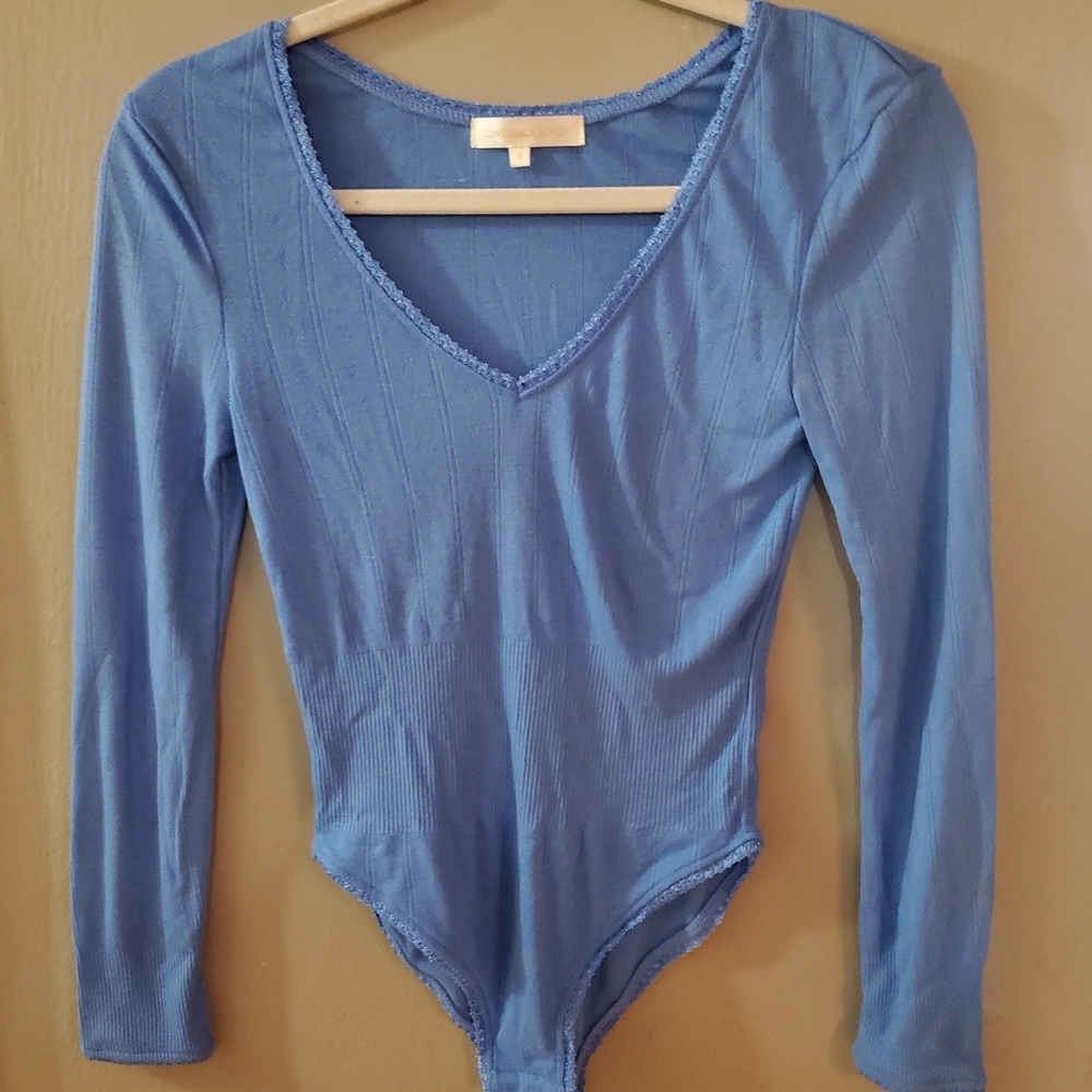 LoveShackfFancy Blue Long Sleeve Bodysuit